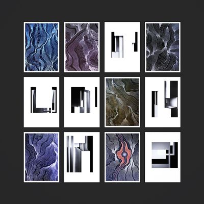 现代抽象派墙饰壁画组合