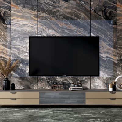 现代电视柜背景墙，花瓶