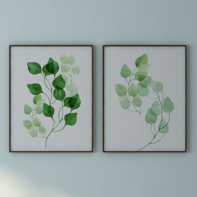 现代水彩画叶子 装饰画 挂画组合