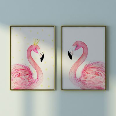 北欧粉鸵鸟壁画组合