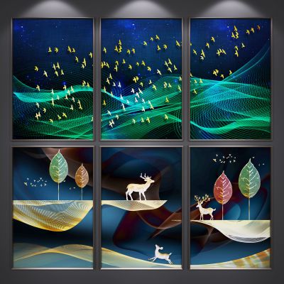 北欧装饰挂画 艺术画 抽象画 三联画