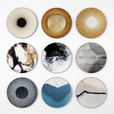 新中式挂画 装饰画 圆圈挂画 墙饰 挂画组合