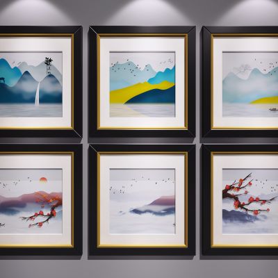 新中式装饰挂画 山水画 水墨画 艺术画 玄关端景画