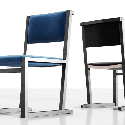 新中式实木绒布单椅组合