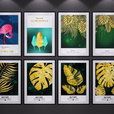 现代北欧装饰挂画 艺术画 抽象画 植物挂画