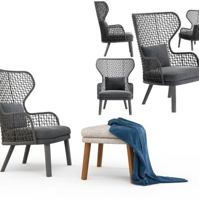 现代户外编织休闲椅