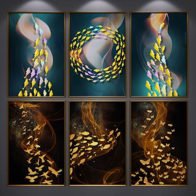 新中式装饰挂画 艺术画 抽象画 三联画