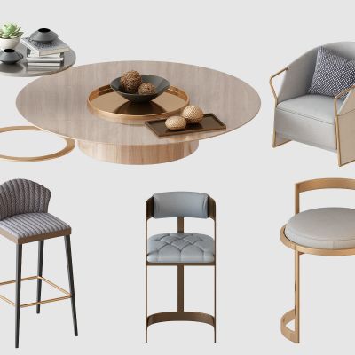 现代吧椅 单人休闲沙发 茶几