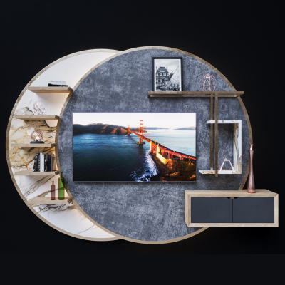 现代电视背景装饰架