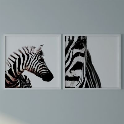 现代斑马挂画装饰组合