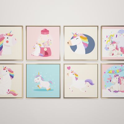 北欧现代 儿童独角兽卡通挂画