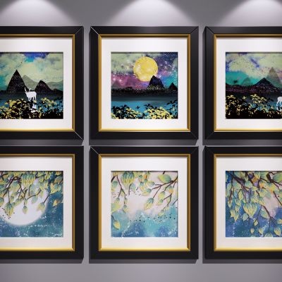 新中式装饰挂画 水墨画 艺术画 玄关端景画 山水画