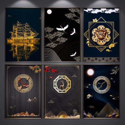 新中式装饰挂画 艺术画 抽象画 玄关端景画 中国风挂画