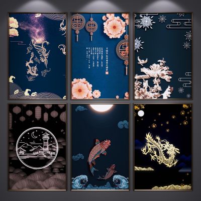 新中式装饰挂画 艺术画 抽象画 玄关端景画 中国风挂画