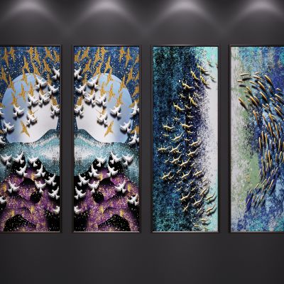 新中式装饰挂画 艺术画 抽象画 山水画 玄关端景画