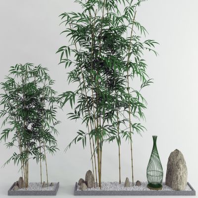 新中式禅意石头 竹子