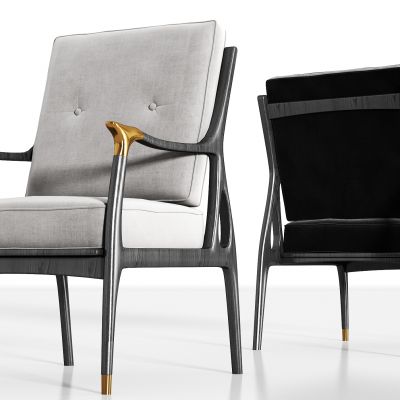 新中式实木绒布单椅组合