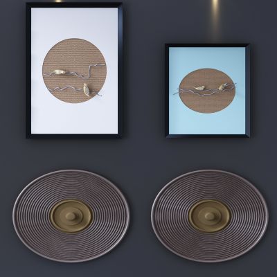 现代立体壁画鸟树枝铁圈盘装饰画组合