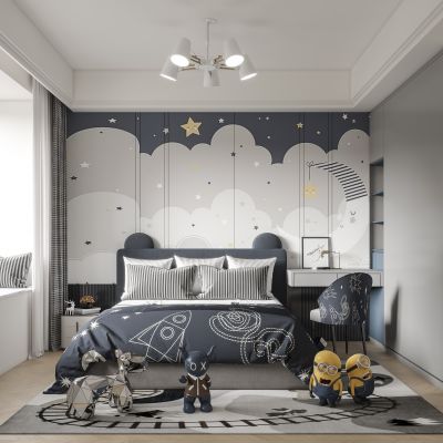现代卧室男孩房