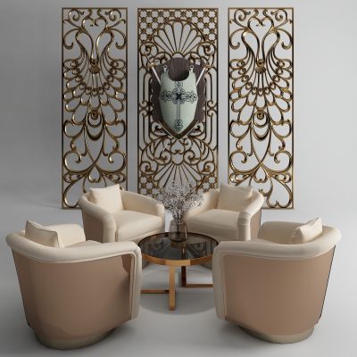 现代隔断沙发茶几装饰挂件