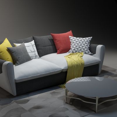 现代布艺双人沙发