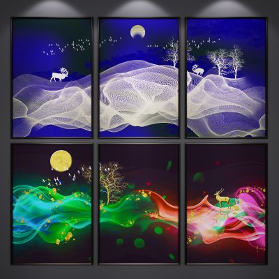 现代北欧装饰挂画 艺术画 水彩画 抽象画 三联画