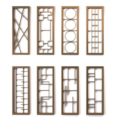 新中式现代轻奢金属花格屏风隔断
