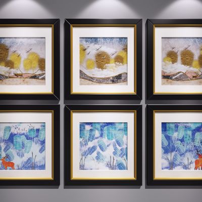 新中式装饰挂画 水墨画 艺术画 玄关端景画 抽象画