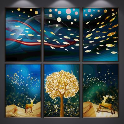 现代北欧装饰挂画 艺术画 三联画 抽象画