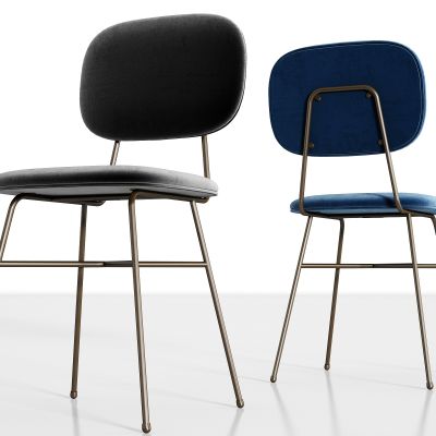 现代金属绒布单椅组合