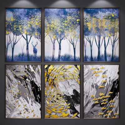 新中式装饰挂画 水墨画 艺术画 玄关端景画 山水画