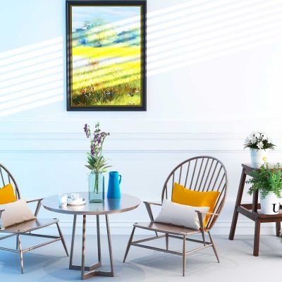 现代休闲椅圆几组合