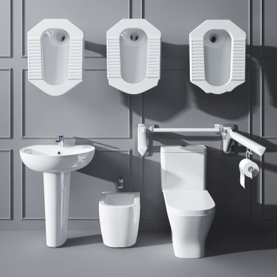 现代马桶，蹲便器组合