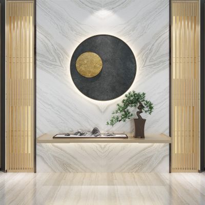 新中式背景墙 形象墙 沙发背景墙 中式隔断 山形饰品