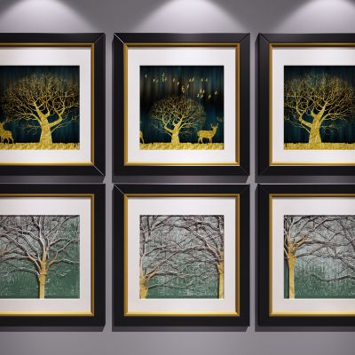 新中式装饰挂画 水墨画 艺术画 玄关端景画 抽象画