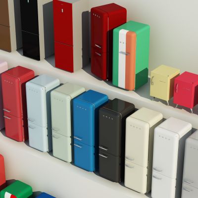 现代彩色冰箱 国外冰箱组合