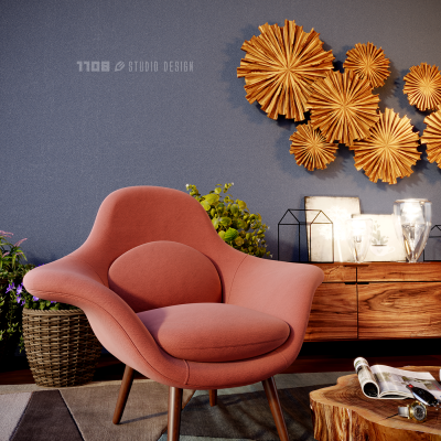 北欧红色休闲椅