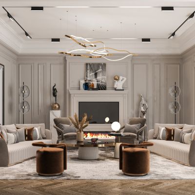 法式风格别墅客厅SU模型