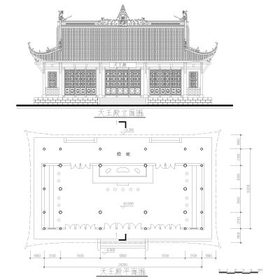 古建筑石庙平立面图