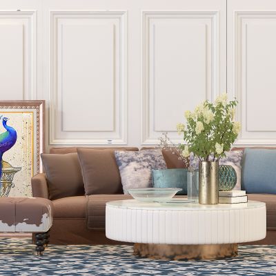 现代异形沙发盆栽挂画