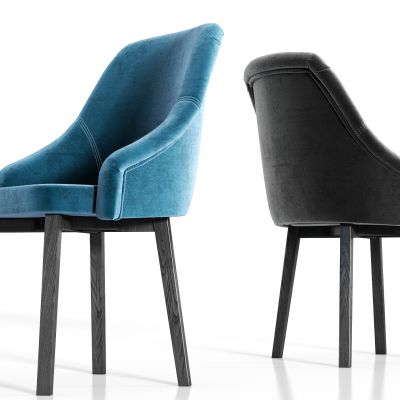 现代实木轻奢绒布单椅组合