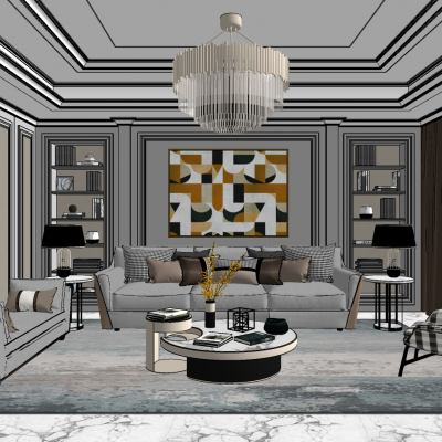 欧式客厅SU模型