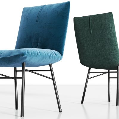 现代轻奢金属绒布单椅组合