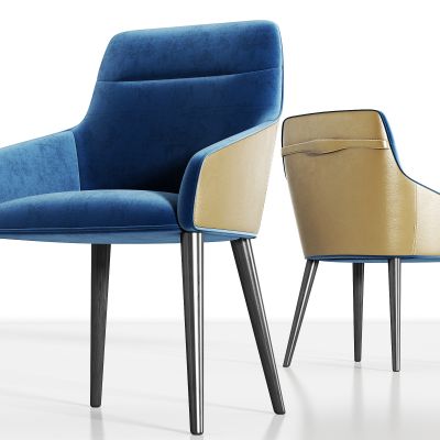 现代轻奢绒布皮革单椅组合