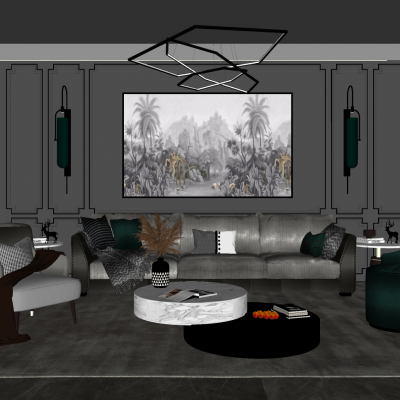 简欧家装客厅SU模型