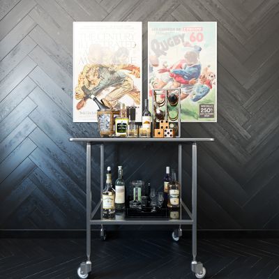 现代酒吧推车 酒杯 酒瓶
