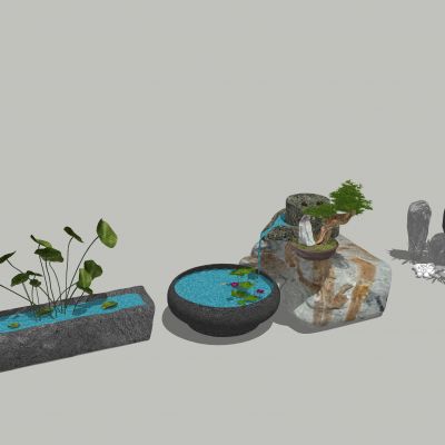 中式假山水景 庭院小品