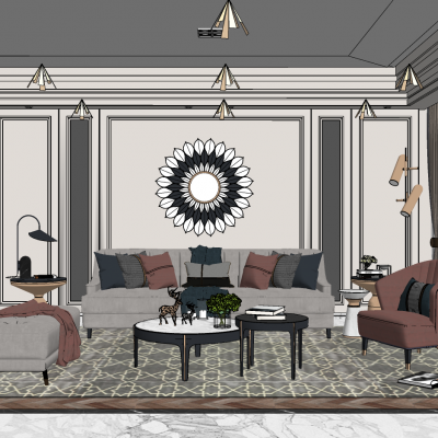 欧式家装客厅SU模型