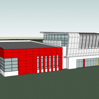 现代风格图书馆SU