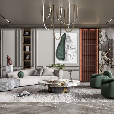 法式风格客厅SU模型